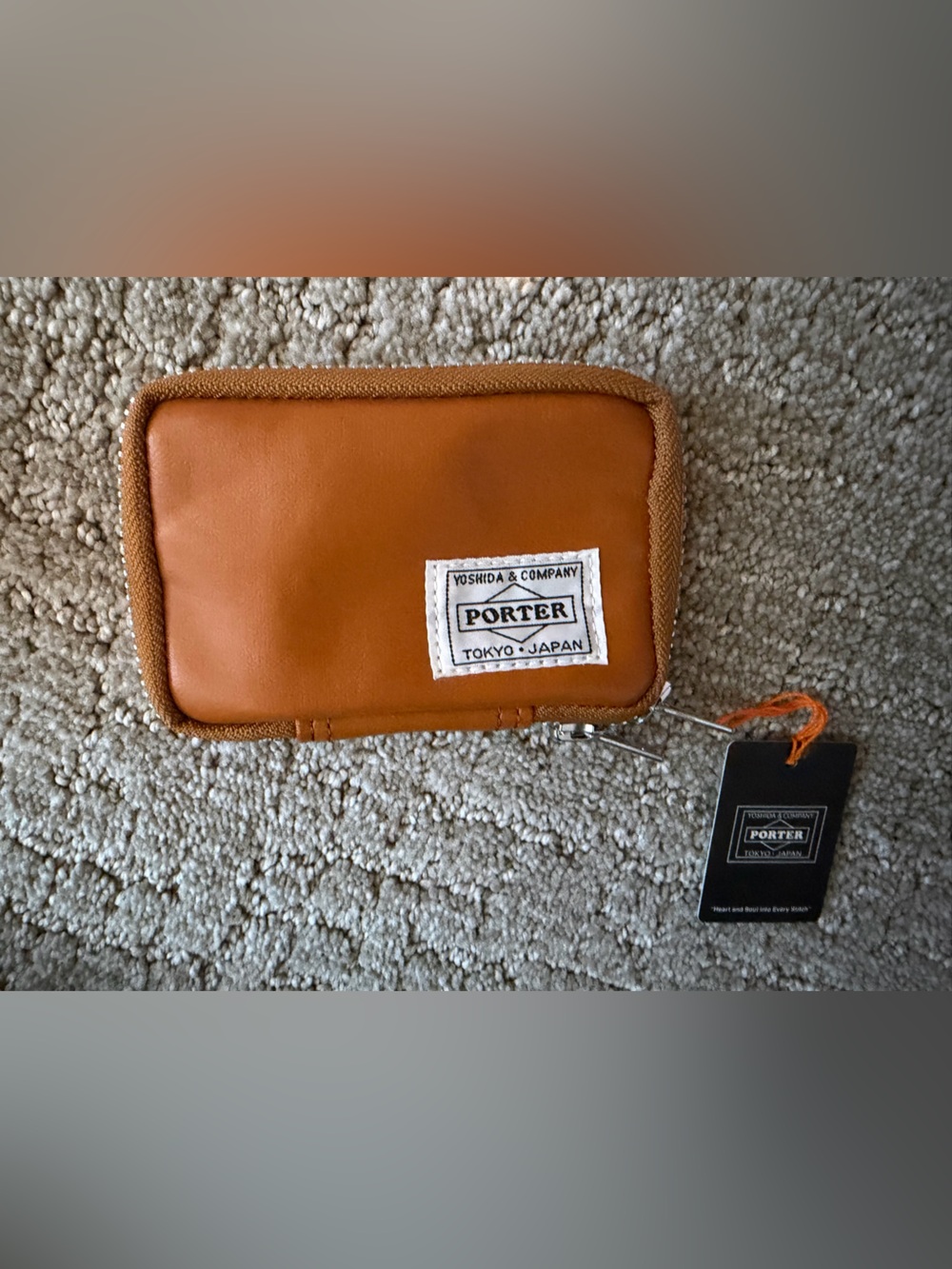 Porter Tokyo Japan Tan Leather Zip Key Holder for Men